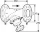 Strangregulierventil mit Flanschanschluss von IMI Hydronic Engineering. Sichtbare Anschlüsse und Maße sind im technischen Zeichnungsstil dargestellt.